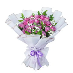 Rangkaian Elegan 3 Mawar Ungu - Wonder Regal Purple