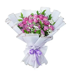 Rangkaian Elegan 3 Mawar Ungu - Wonder Regal Purple