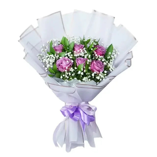 Rangkaian Elegan 3 Mawar Ungu - Wonder Regal Purple