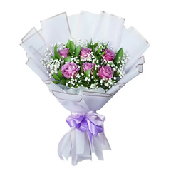 Rangkaian Elegan 3 Mawar Ungu - Wonder Regal Purple