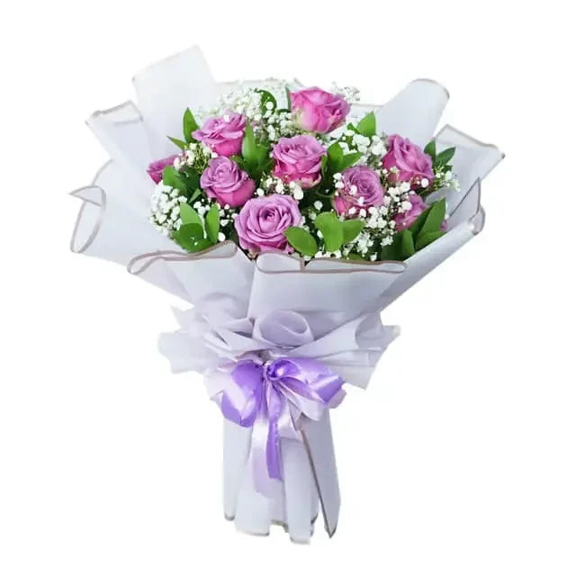 Rangkaian Elegan 3 Mawar Ungu - Wonder Regal Purple