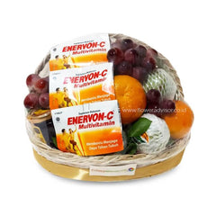 Keranjang buah segar dan Enervon-C Multivitamin, hadiah ideal dari online florist untuk perawatan dan kesehatan