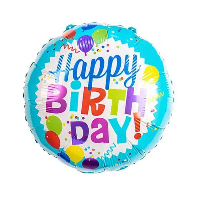 Balon ulang tahun berwarna cerah dengan tulisan Happy Birthday, ideal untuk hadiah dari online florist