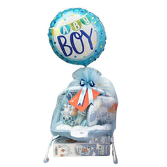 Hadiah bayi boy dengan balon dan perlengkapan bayi, online florist terpercaya