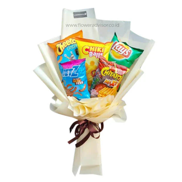 Buket camilan unik dari online florist, hadiah kreatif dengan Cheetos, Lay's, dan Jet-Z