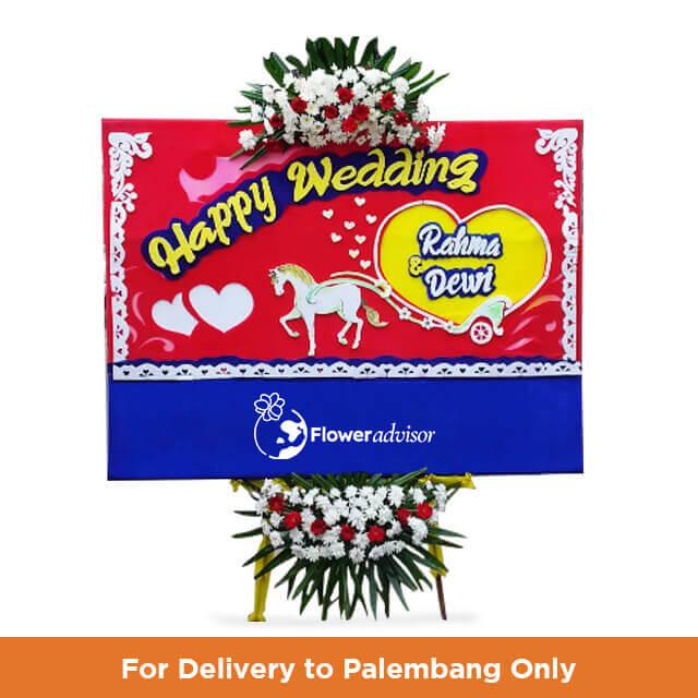Happy Wedding bunga ucapan dari online florist untuk Rahma & Dewi, hanya untuk Palembang