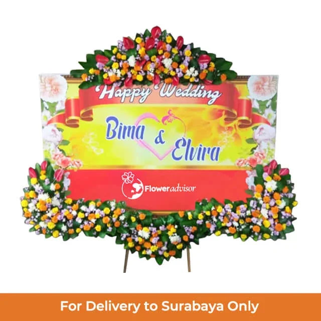 Papan Bunga Pernikahan Happy Wedding Forever United