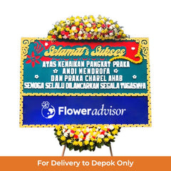 Bunga papan selamat sukses dari online florist, cocok untuk ucapan kenaikan jabatan di Depok
