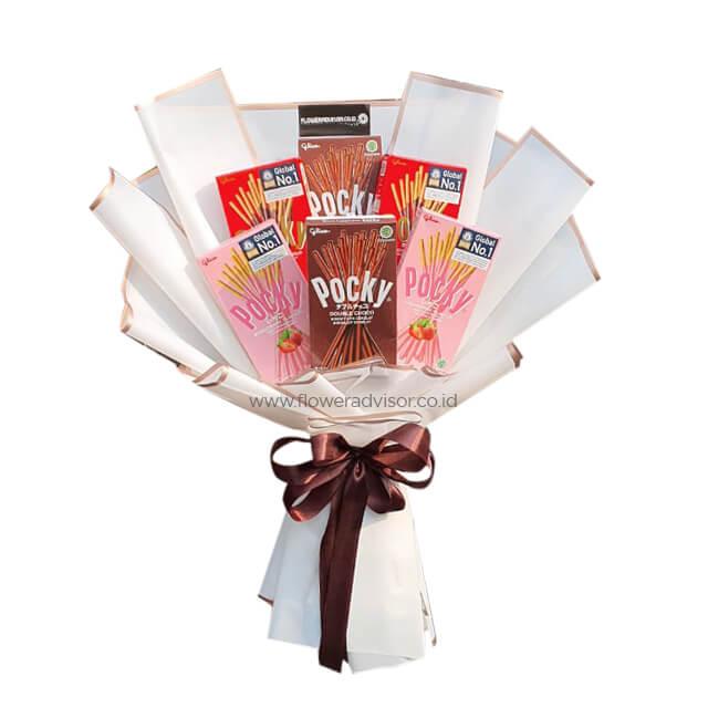 Buket Pocky cokelat dan stroberi, hadiah unik dari online florist terpercaya