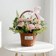 Pink Carnation Basket Arrangement - Petal Dreams