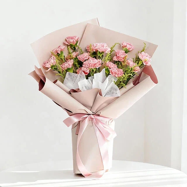 Elegant Carnation Bouquet - Golden Elegance