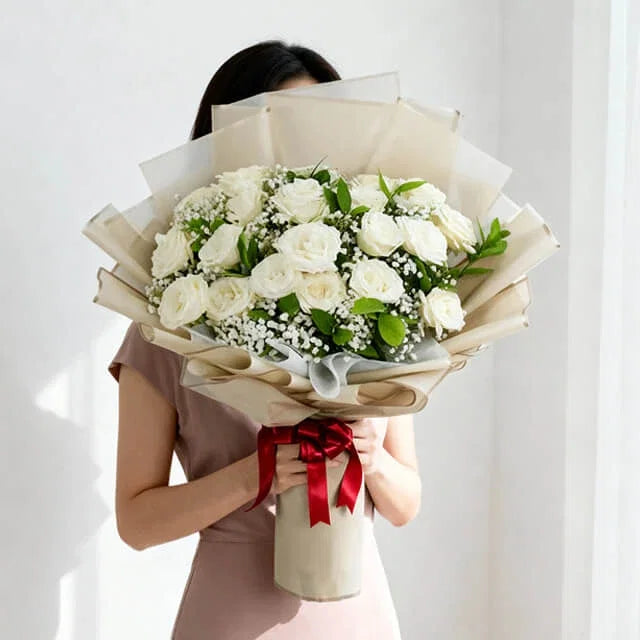 Wonder White Roses Bouquet