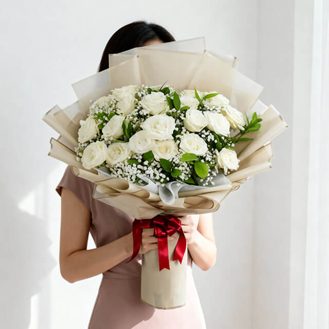 Wonder White Roses Bouquet