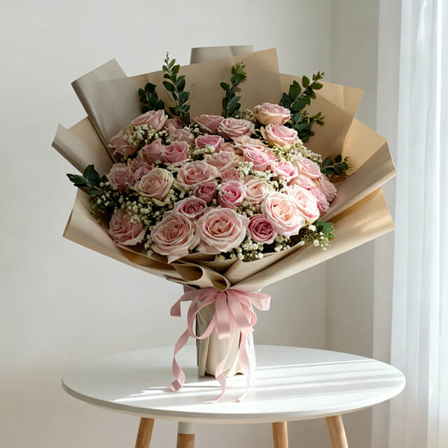 Large Bouquet of Pink Roses - Regal Roses