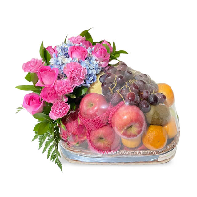 Hampers Buah dan Bunga Rosas Fruit Garden