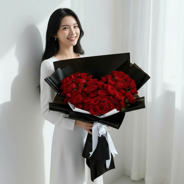 (60 Tangkai Luxury Mawar Merah) Maisie