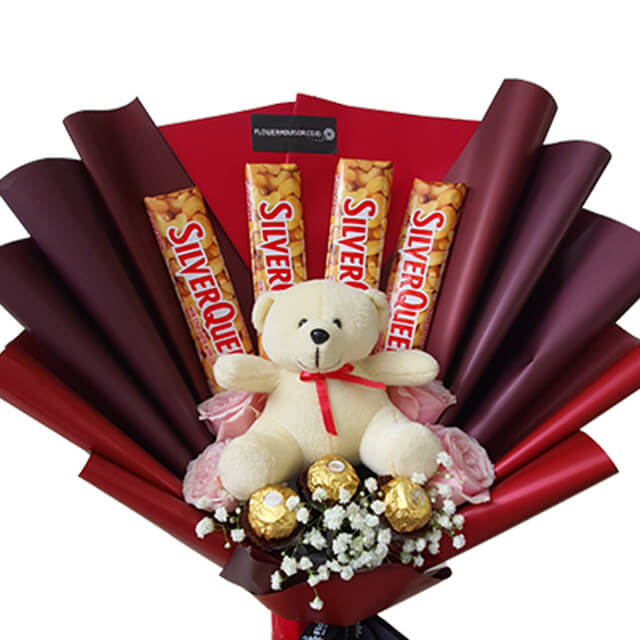 Sweet Chocolate Bouquet With Teddy Bear - Burst of Sunshine