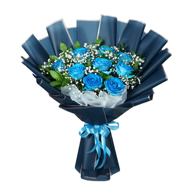9 Blue Rose Bouquet Wonder
