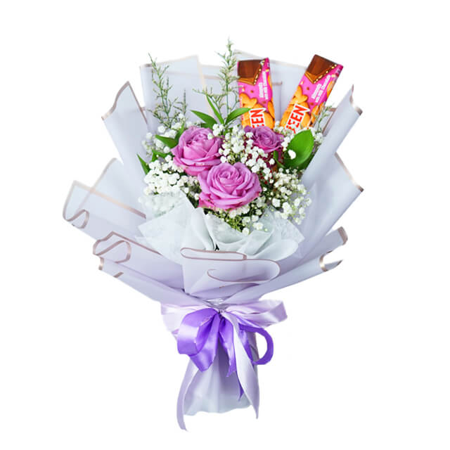 Buket Mawar Ungu dan SilverQueen - Wonder Queen