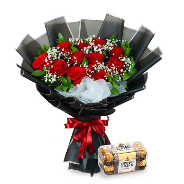 Red Rose Bouquet with Ferrero Rocher