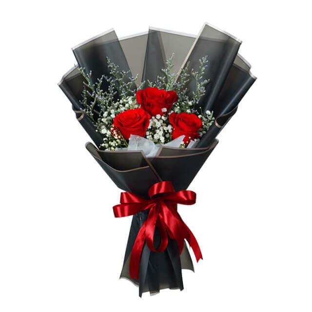 3 Tangkai Buket Bunga Valentine Wonder Red Ruby Rose - VDAY 2025