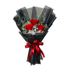 3 Tangkai Buket Bunga Valentine Wonder Red Ruby Rose - VDAY 2025