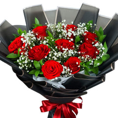 9 Tangkai Buket Bunga Valentine Wonder Red Rose - VDAY