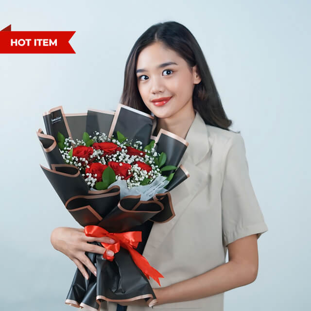 6 Tangkai Buket Bunga Valentine Wonder Red Bliss - VDAY 2025