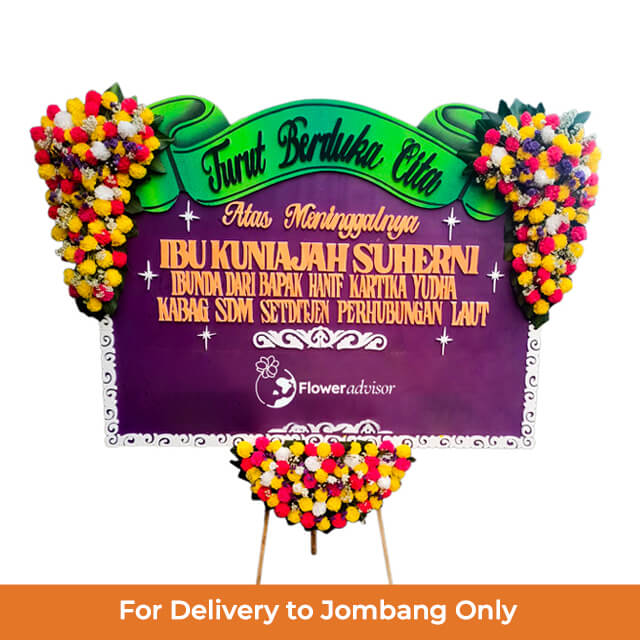 Papan Bunga Duka Cita Anggun Ungu Hijau