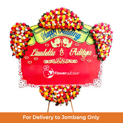 Papan Bunga Wedding Merah Ceria