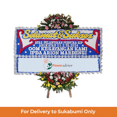 Papan Bunga Ucapan Selamat Sukses Biru Putih