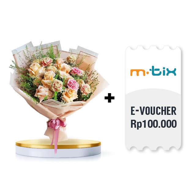 Bouquet bunga cantik dengan e-voucher Rp100.000 dari online florist terpercaya