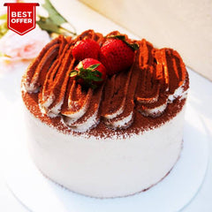Kue tiramisu dengan stroberi segar, penawaran terbaik dari online florist