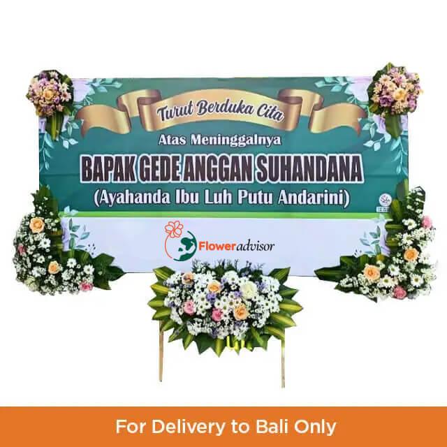 Karangan bunga duka cita online florist untuk pengiriman ke Bali, desain elegan dengan bunga segar