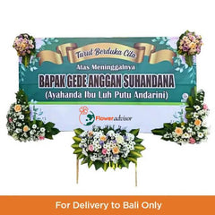 Karangan bunga duka cita online florist untuk pengiriman ke Bali, desain elegan dengan bunga segar