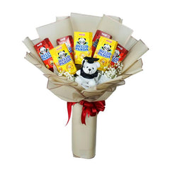 Bouquet unik dengan Hello Panda dan boneka, online florist terpercaya