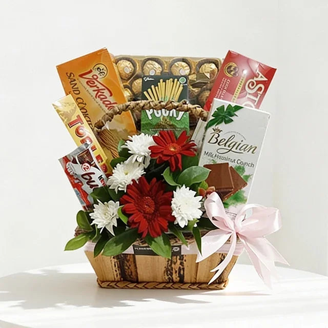 Hampers Cokelat dan Bunga - Beautiful Festive
