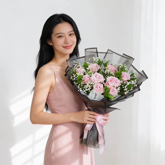 Buket Bunga Valentine Wonder Flamingo Pink Rose - VDAY