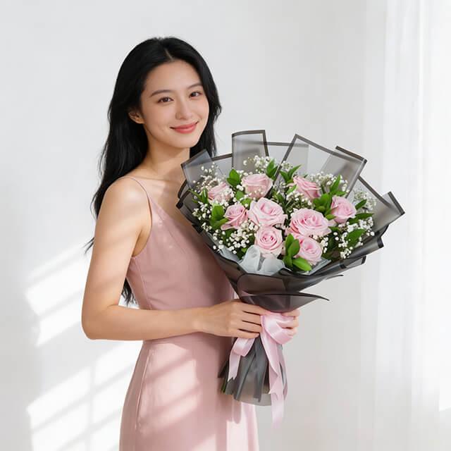 Buket Bunga Valentine Wonder Flamingo Pink Rose - VDAY
