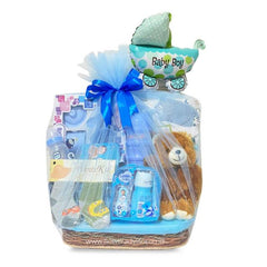 Hadiah bayi boy dengan mainan beruang, perlengkapan bayi, dan dekorasi kereta bayi, online florist