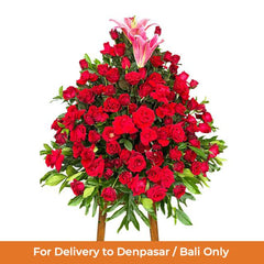 Standing Flower Ucapan Selamat Mawar Merah dan Lily