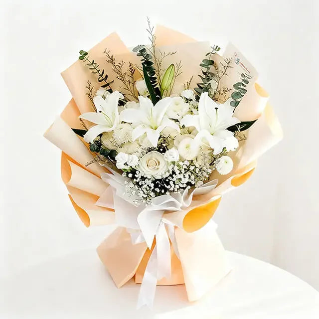 Bouquet bunga putih elegan dari online florist, sempurna untuk hadiah istimewa