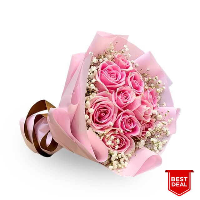 Buket Bunga Mawar Pink