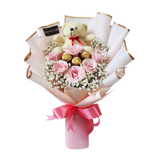 buket bunga dan coklat valentine