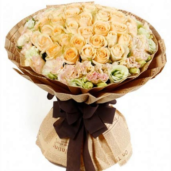 40 Champagne Roses - Rose Meet Eustomas