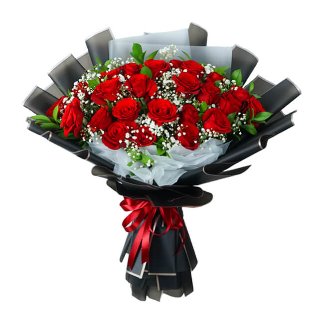 1. 24 Red Rose Bouquet - Wonder Red Desire Rose