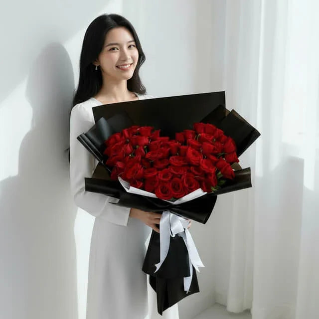 Bouquet mawar merah elegan dari online florist, sempurna untuk hadiah romantis