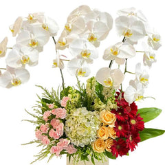 Bouquet bunga mawar, anggrek, dan gerbera dari online florist terpercaya