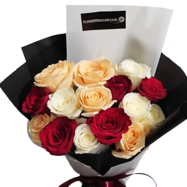 Romantic 15 Mixed Roses Bouquet