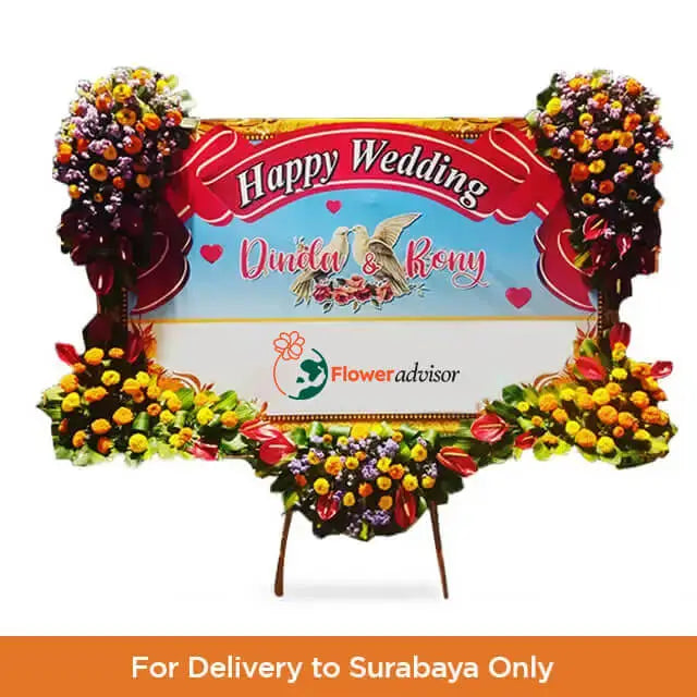 Bunga Papan Selamat Happy Wedding